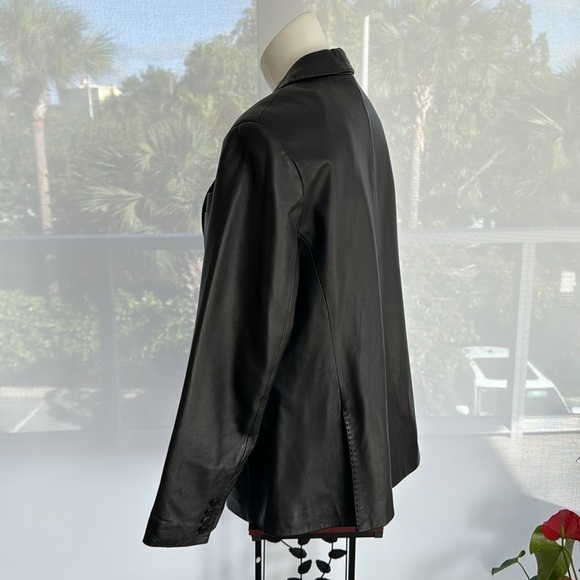 Brook Brothers 100% lamb leather black super soft, one button, size L - Picture 15 of 16